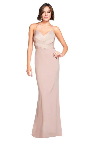 Wildflowera V-neck sleeveless thin shoulder strap backless and floor length evening dress