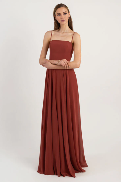 Wildflowera square neckline sleeveless backless and floor length evening dress