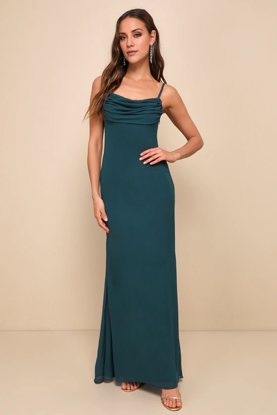 Wildflowera square neckline off shoulder sleeveless thin shoulder strap off back and floor length evening dress