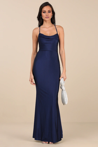 Wildflowera mermaid square neckline off shoulder sleeveless thin shoulder strap off back and floor length evening dress