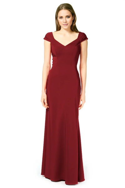 Wildflowera V-neck short sleeved backless and floor length evening dress