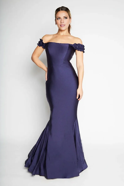Wildflowera mermaid off shoulder collar sleeveless backless and floor length evening dress