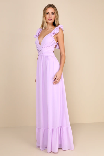 Wildflowera V collar off shoulder sleeveless backless back strap and floor length evening dress