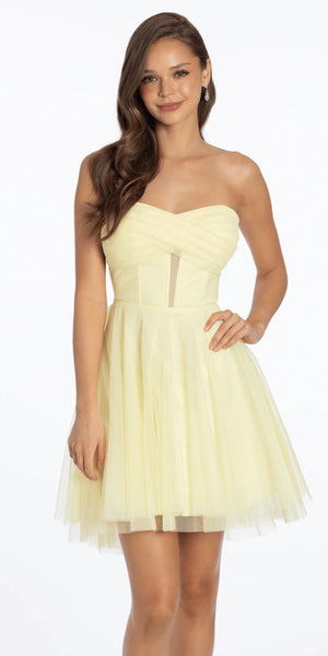 Charming Tulle A-Line Sweetheart Strapless Sleeveless Lace-Up Back Short Homecoming Dresses