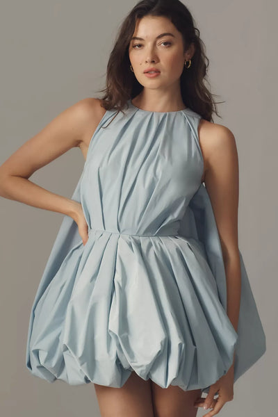 Chic Satin A-Line High Neck Sleeveless Zipper Back Mini Length Homecoming Dresses