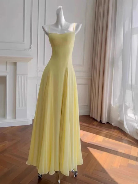 Graceful Chiffon A-Line Sweetheart Spaghetti Strap Zipper Back Floor-Length Evening Dresses