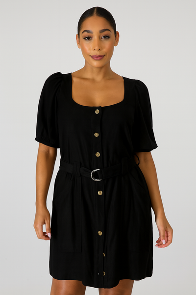 Classic Black Button-Down Dress – Timeless Chic for Every Occasion